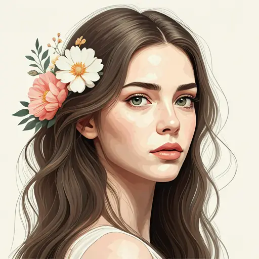 AI generated portrait of a woman with flowers - created with LUNA AI art generator