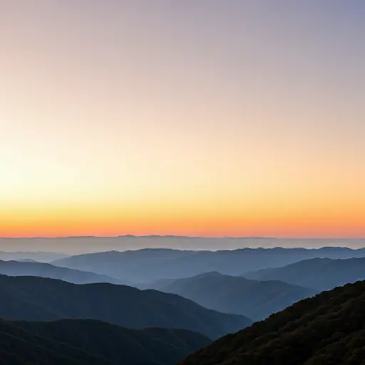 Dreamy AI generated sunset over mountains landscape art