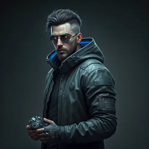 AI generated cyberpunk character design for gaming